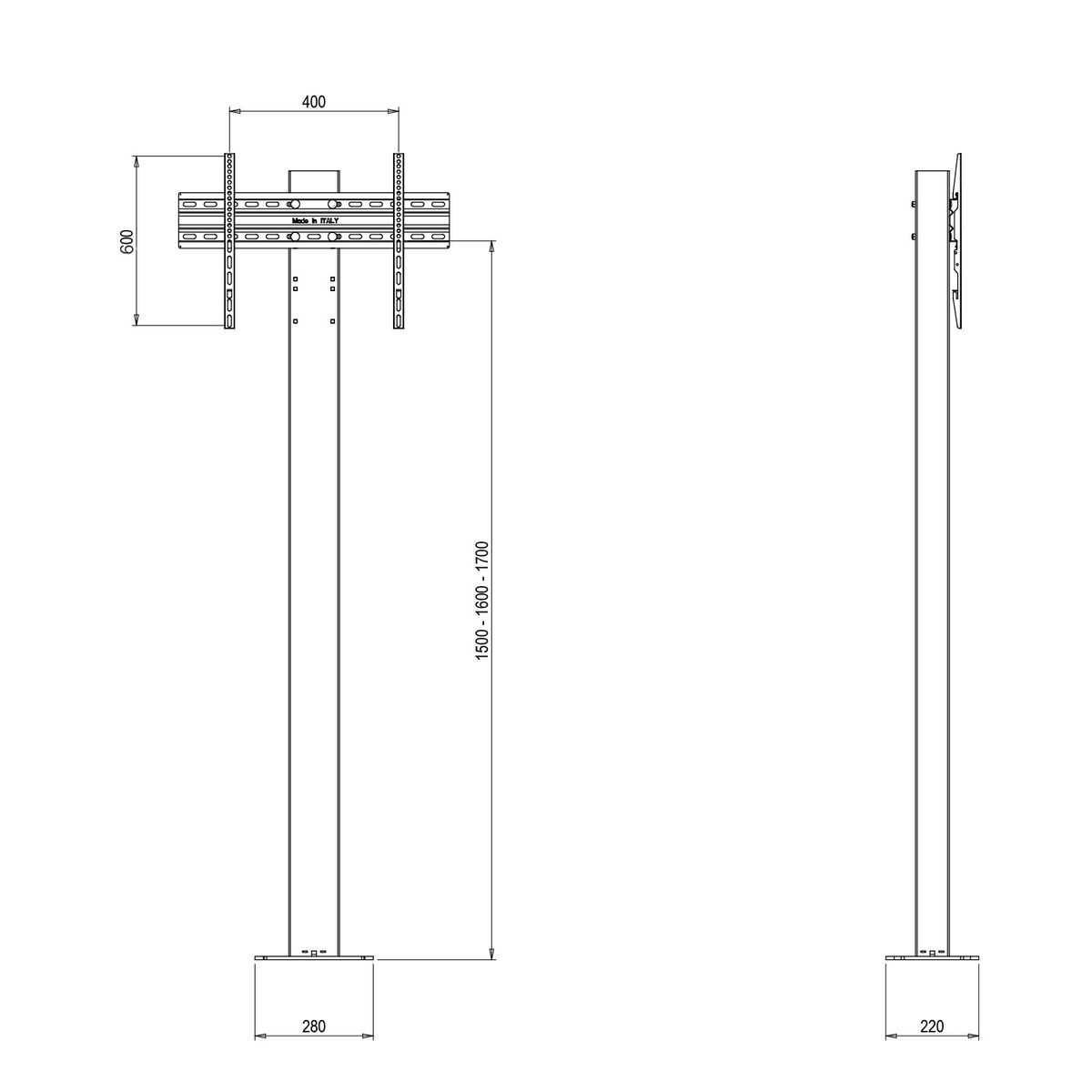 KIMEX Support vitrine pour écran TV 32"-65" à visser, Vesa 400x600 max – Image 3